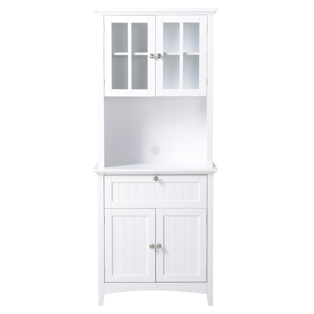 Buffet and Hutch with Framed Glass Doors and Drawer