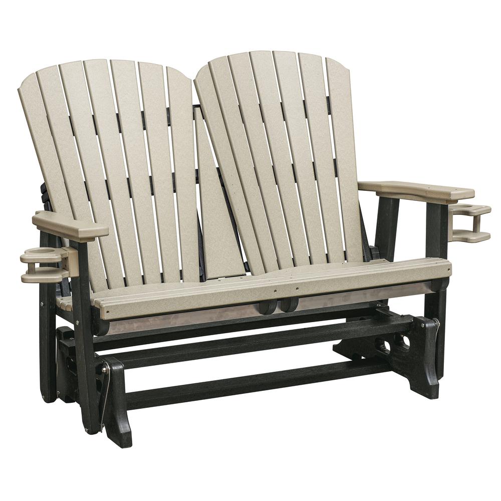 OS Home and Office Dual Fan Back Glider in Weatherwood with a Black Base