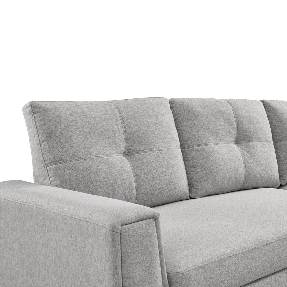 Tufted Sectional Chaise Sofa Sleeper with Storage in Light Grey