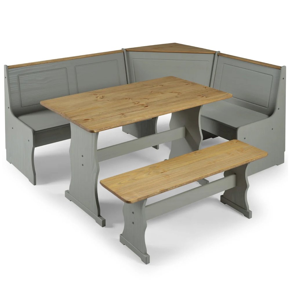 Solid Pine Corner Dining Booth in Corona Gray