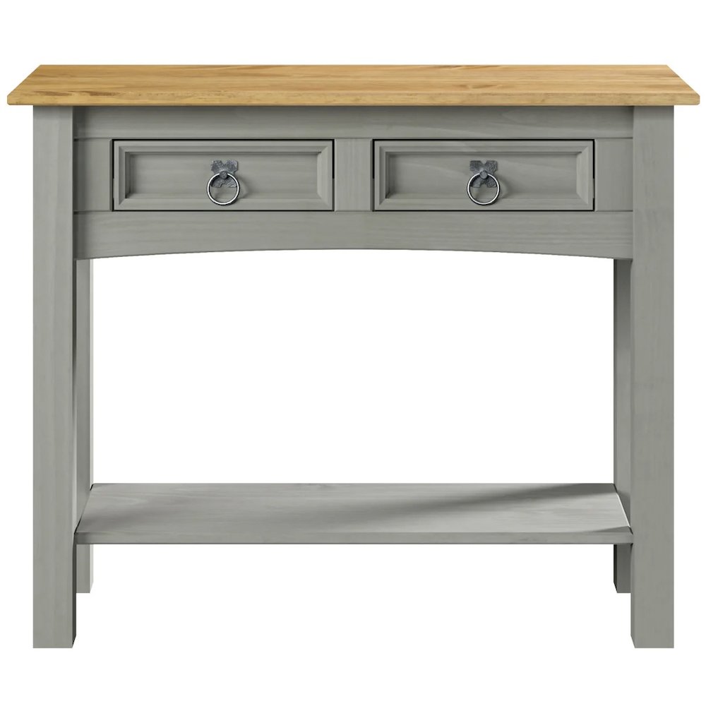 Solid Wood Two Drawer Hall Table in Corona Gray