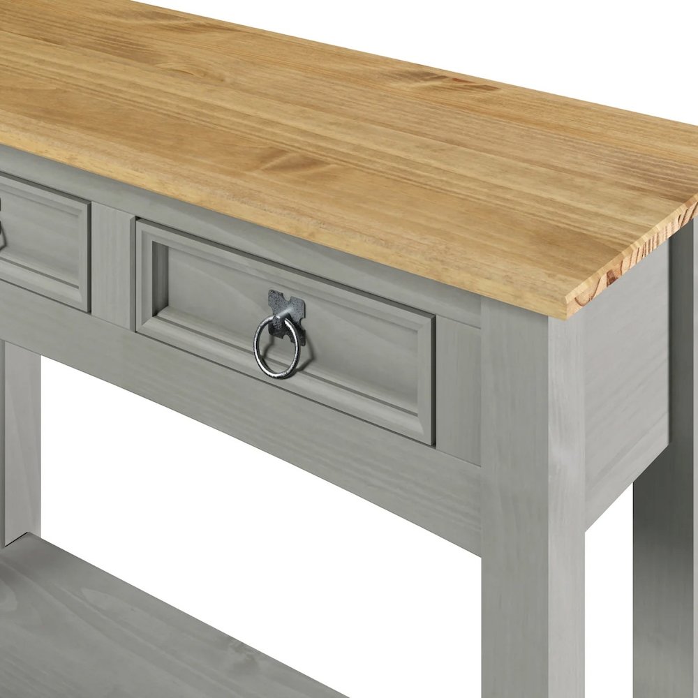 Solid Wood Two Drawer Hall Table in Corona Gray