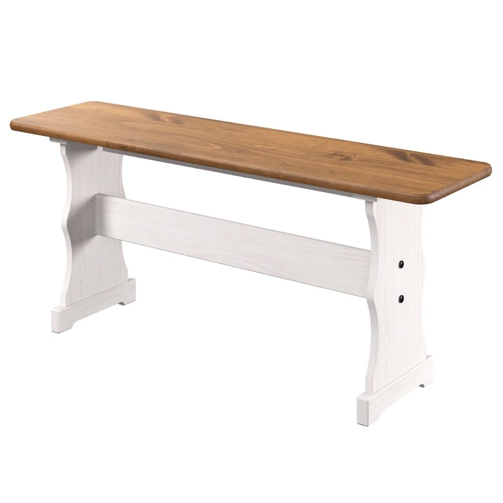 Solid Pine Corner Dining Booth in Distressed White