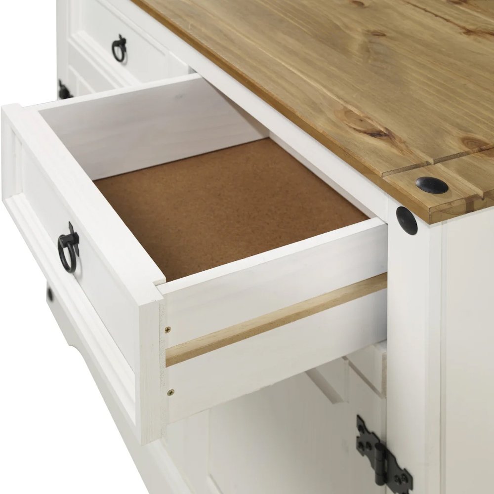 Wood Buffet Sideboard in Distressed White