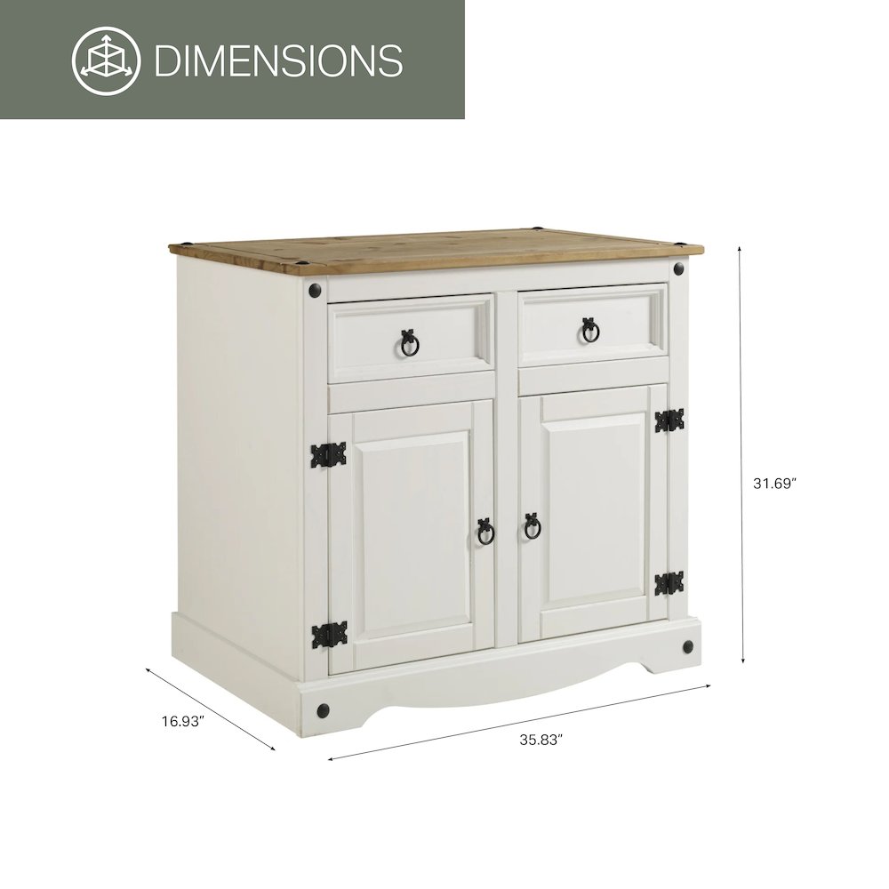 Wood Buffet Sideboard in Distressed White