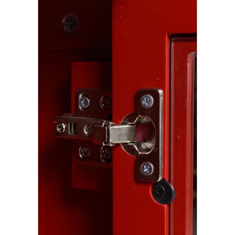 Red Glass Door Accent and Display Cabinet