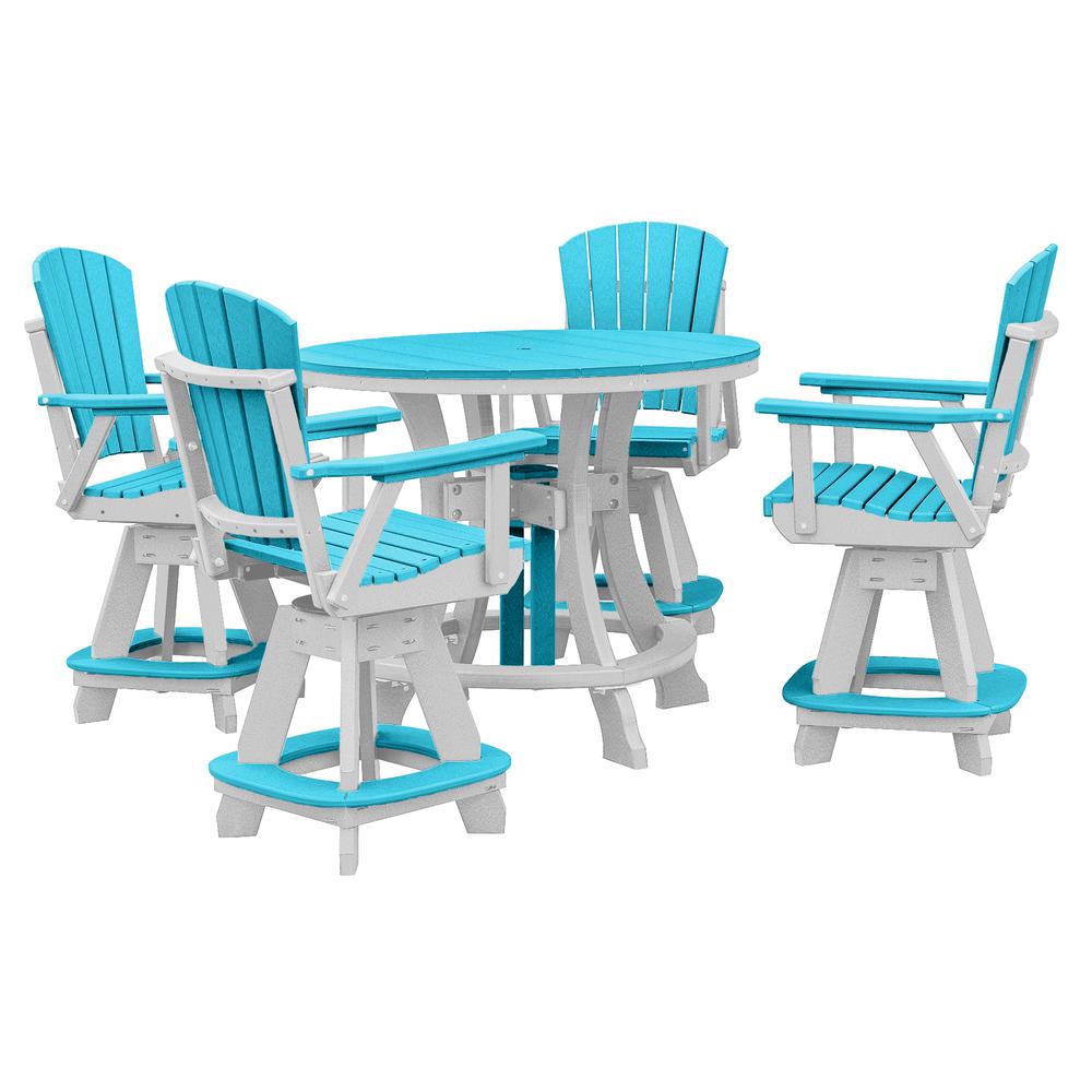 OS Home and Office Model CR130ARW-K Five Piece Round Counter Height Dining Set in Aruba Blue on a White Base