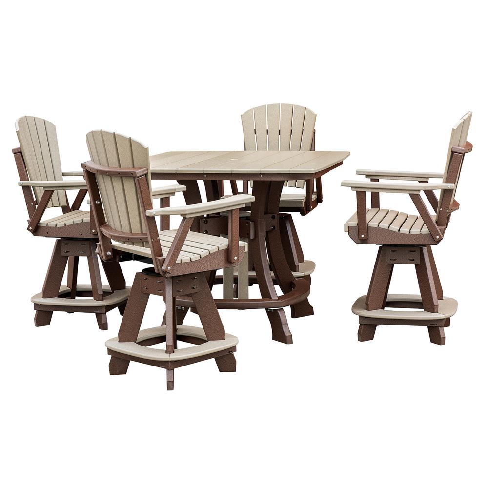 OS Home and Office Model CS130WWTB-K Five Piece Square Counter Height Dining Set in Weatherwood on a Tudor Brown Base