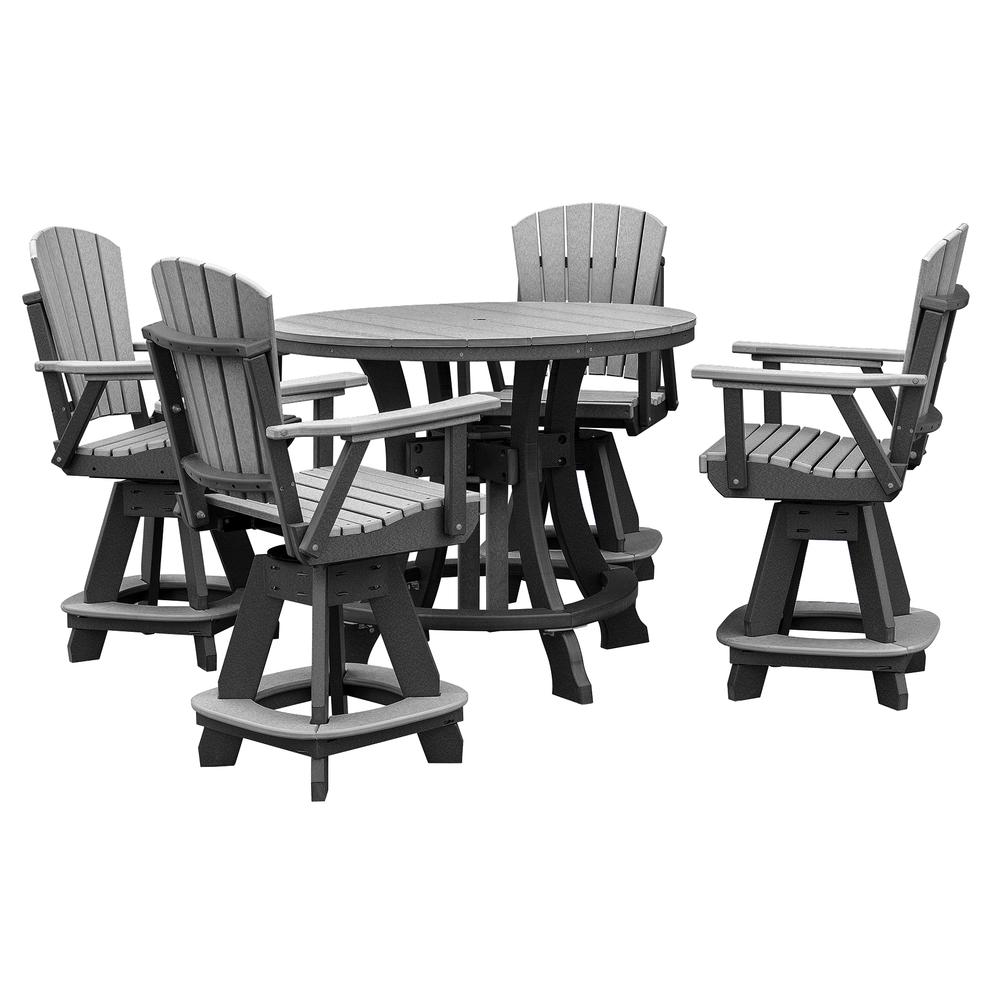 OS Home and Office Model CR130LGB-K Five Piece Round Counter Height Dining Set in Light Gray on a Black Base