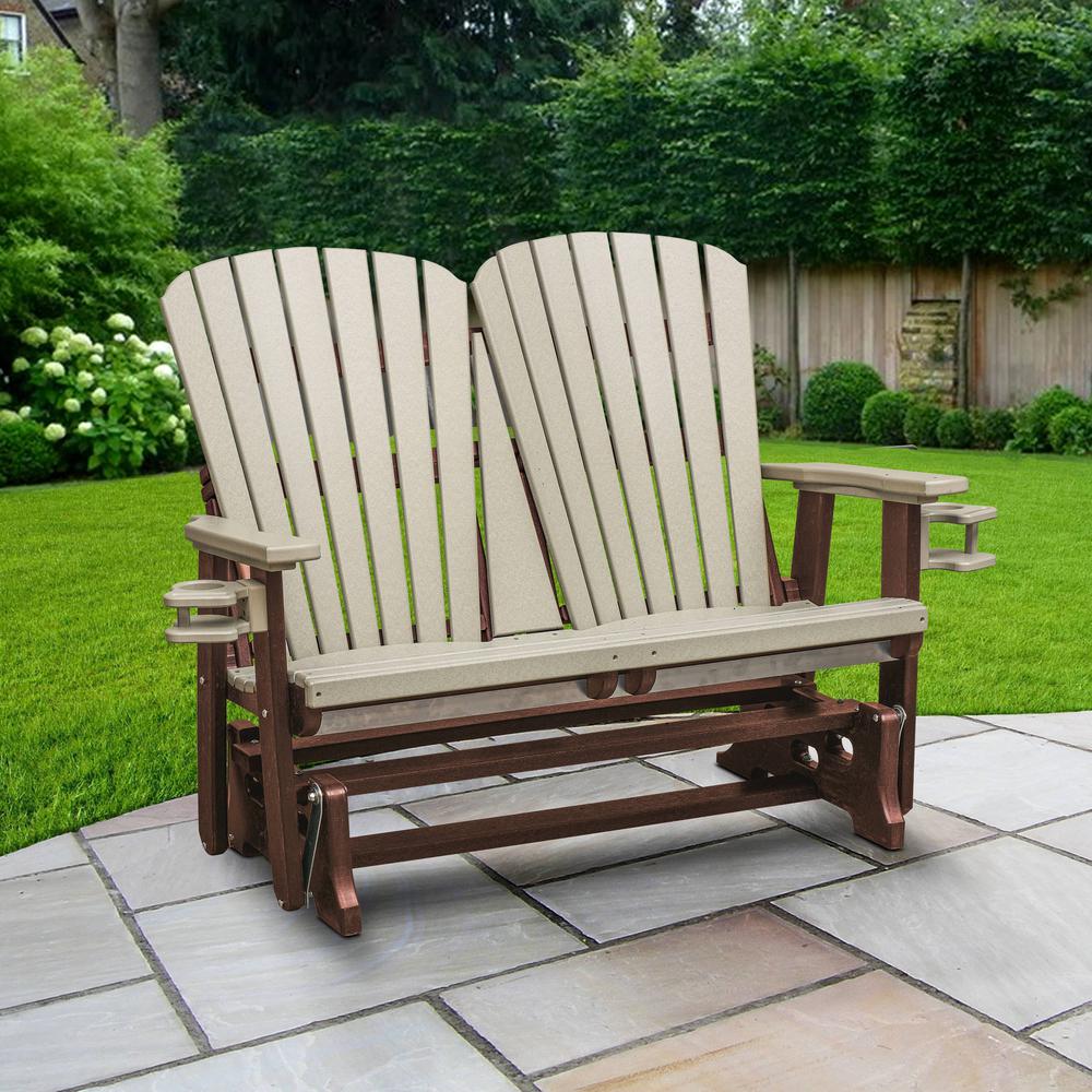 OS Home and Office Dual Fan Back Glider in Weatherwood with a Tudor Brown Base