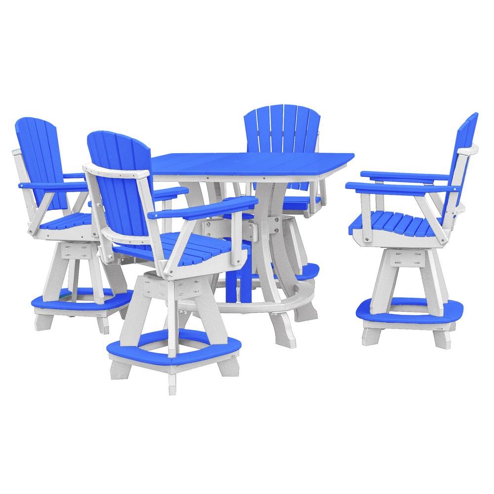 OS Home and Office Model CS130BW-K Five Piece Square Counter Height Dining Set in Blue on a White Base