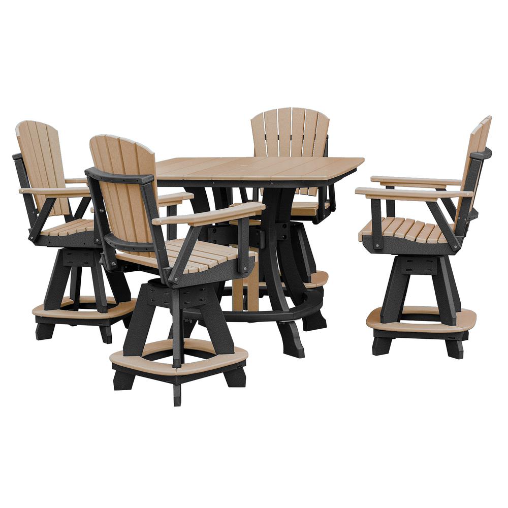 OS Home and Office Model CS130CBK-K Five Piece Square Counter Height Dining Set in Cedar on a Black Base