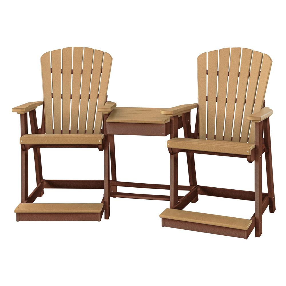 OS Home and Office Counter Height Settee Table Combo in Cedar with a Tudor Brown Base