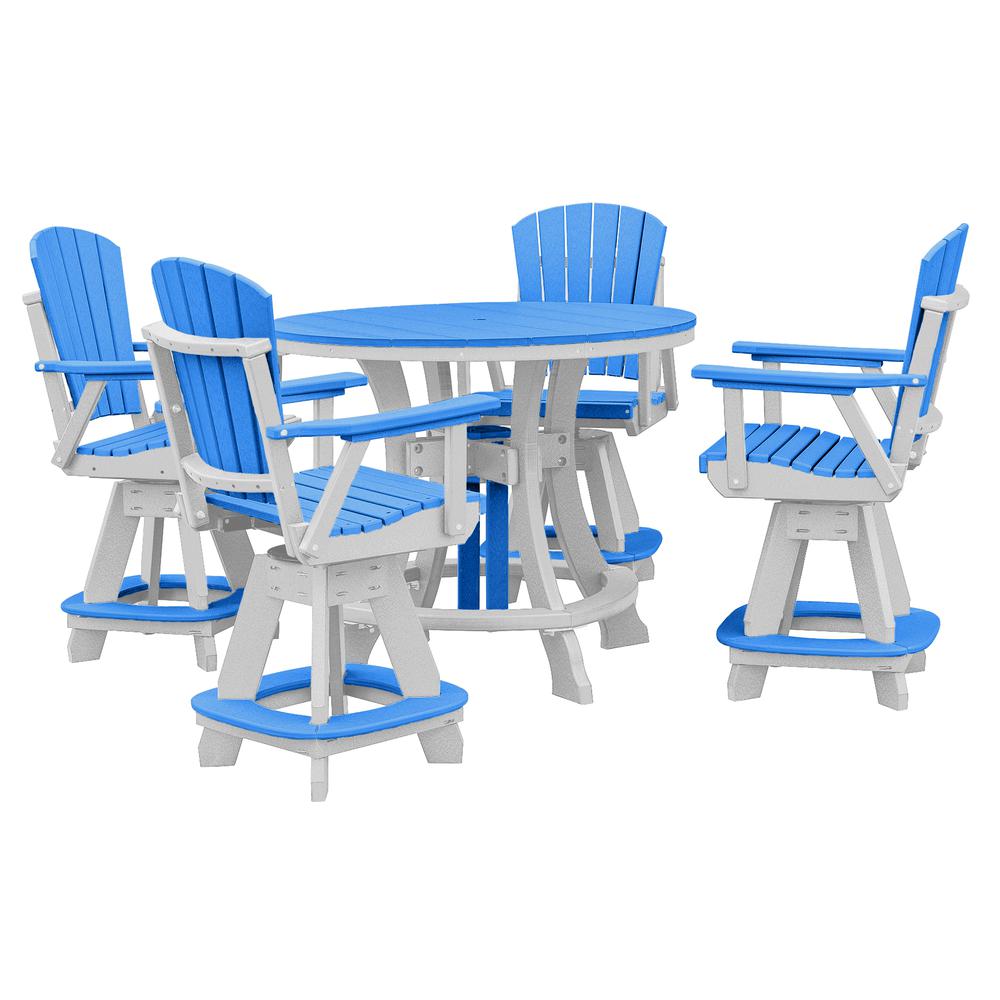 OS Home and Office Model CR130BW-K Five Piece Round Counter Height Dining Set in Blue on a White Base