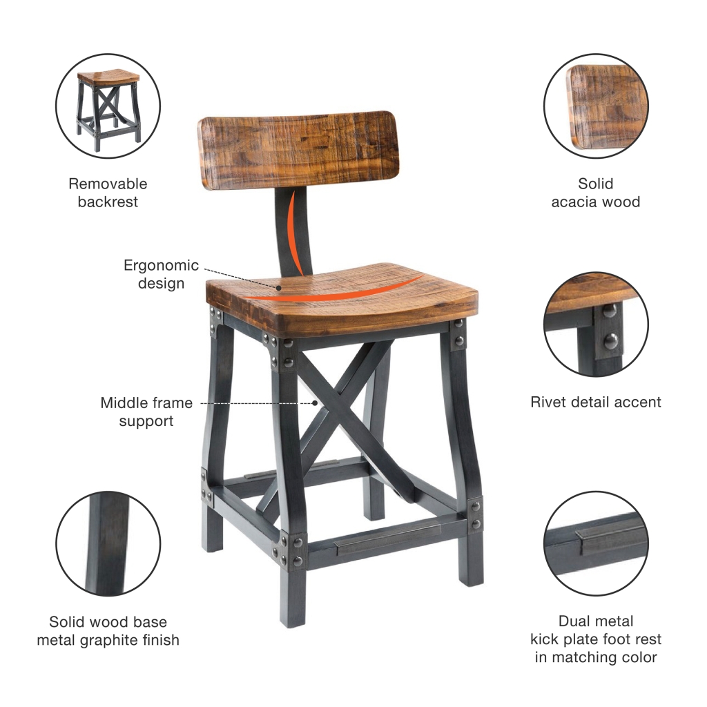 Lancaster Counter Stool with Back