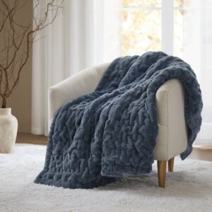 Ruched Fur Throw from Madison Park in  Slate Blue. Ruched Fur Throw from Madison Park in  Slate Blue. Ruched Fur Throw from Madison Park in  Slate Blue. Ruched Fur Throw from Madison Park in  Slate Blue. Ruched Fur Throw from Madison Park in  Slate Blue.