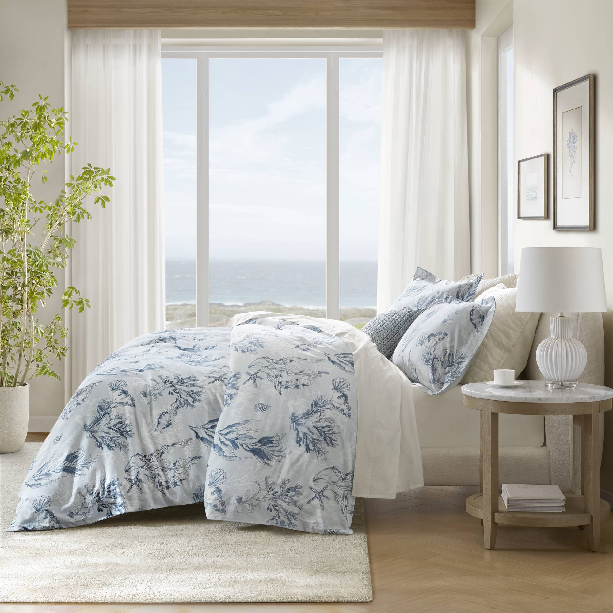 Paros Coral Reef 100% Cotton Sateen Duvet Cover Set