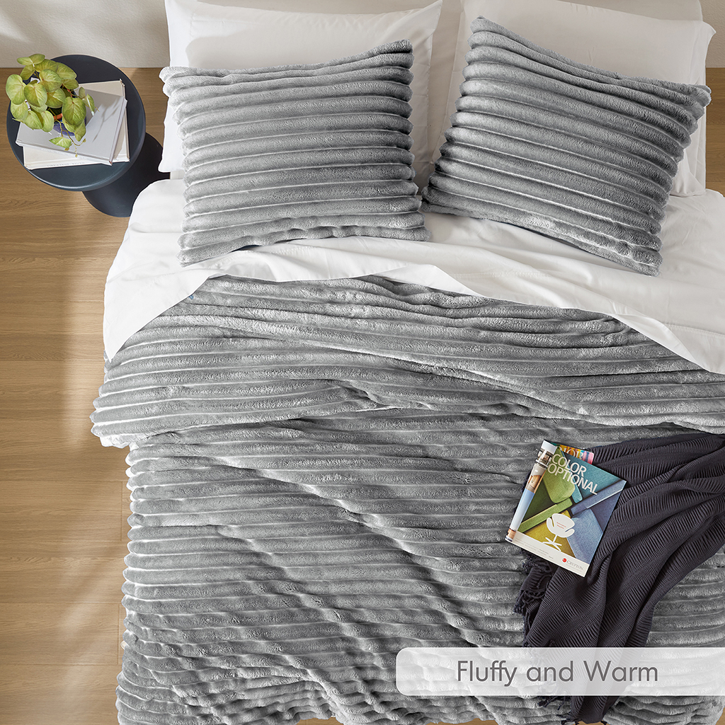 Avril Fluffy Ribbed Plush Comforter Set