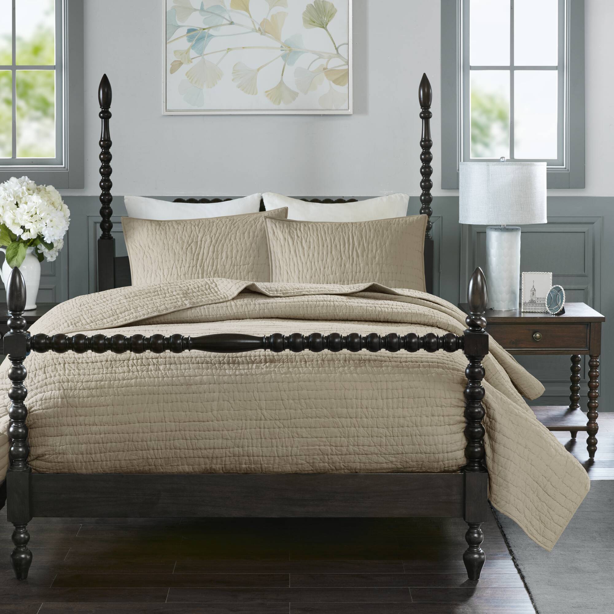 Serene 3 Piece Hand Quilted Cotton Quilt Set