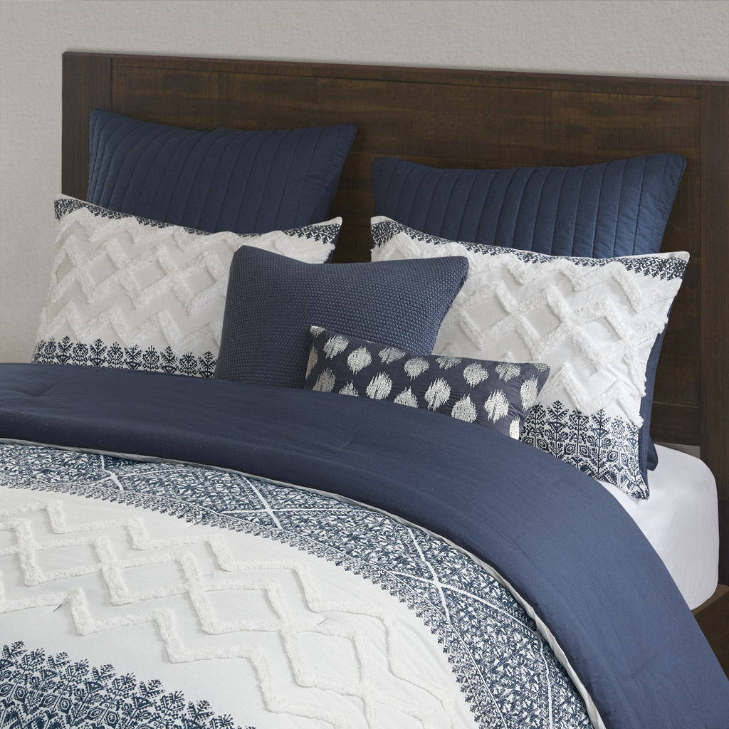 Mila 3 Piece Cotton Comforter Set with Chenille Tufting