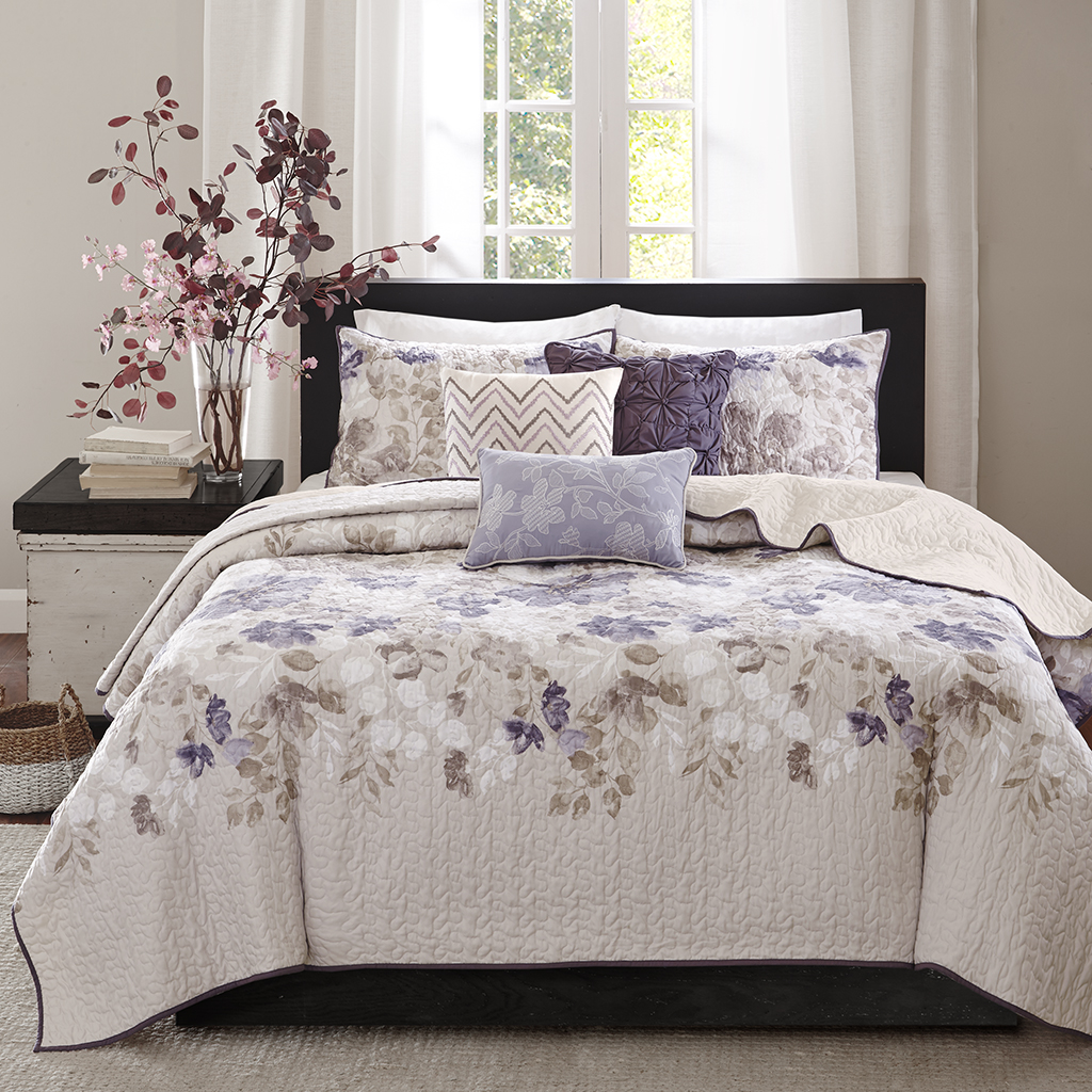 Luna 6 Piece Printed Quilt Set with Throw Pillows