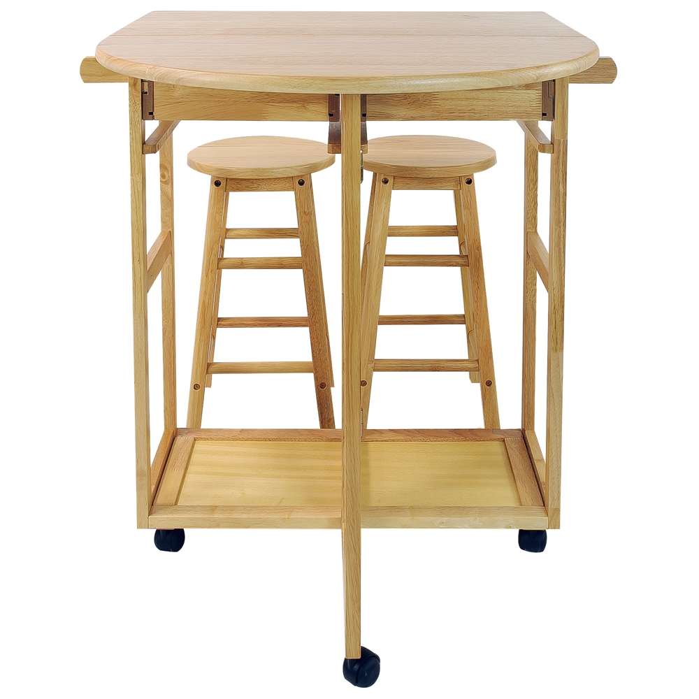 Breakfast Cart with Drop-Leaf Table-Natural