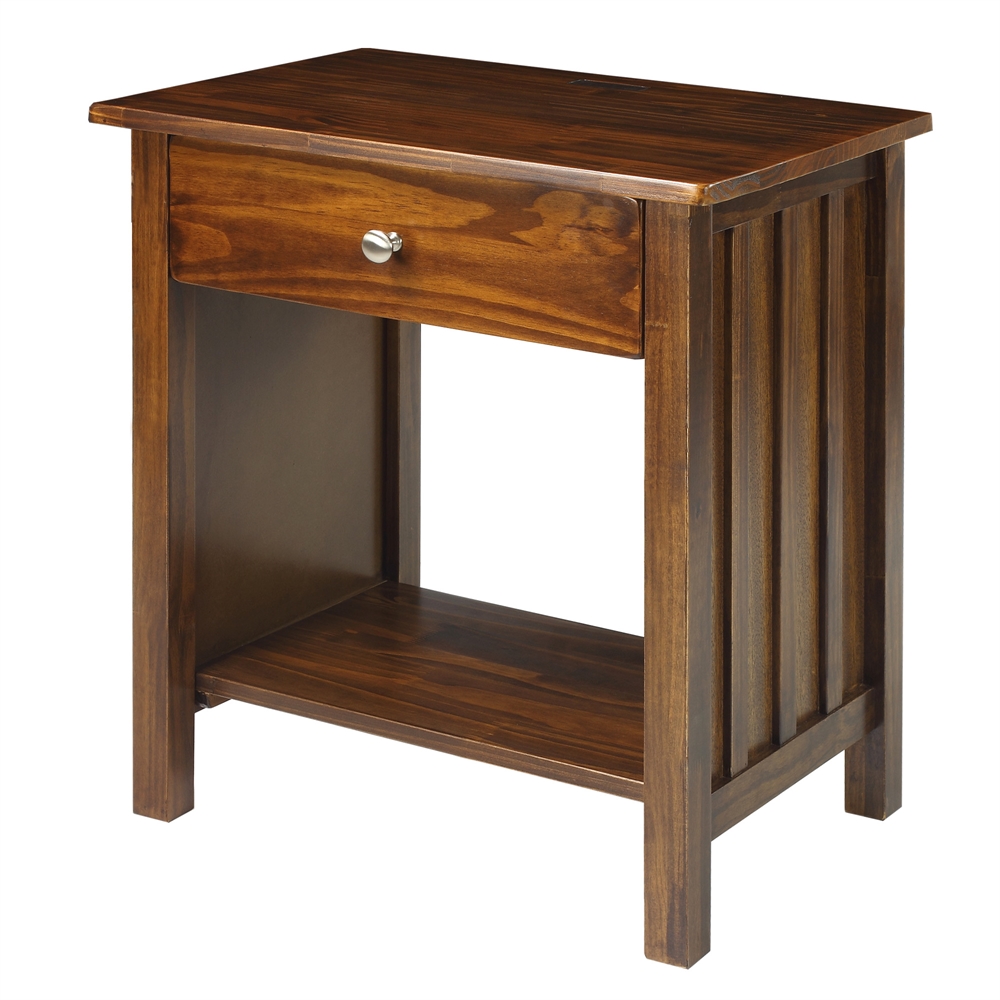 Vanderbilt Night Stand with USB Port-Warm Brown