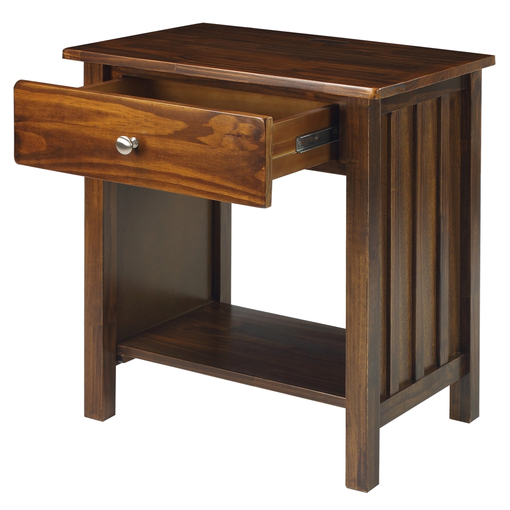 Vanderbilt Night Stand with USB Port-Warm Brown