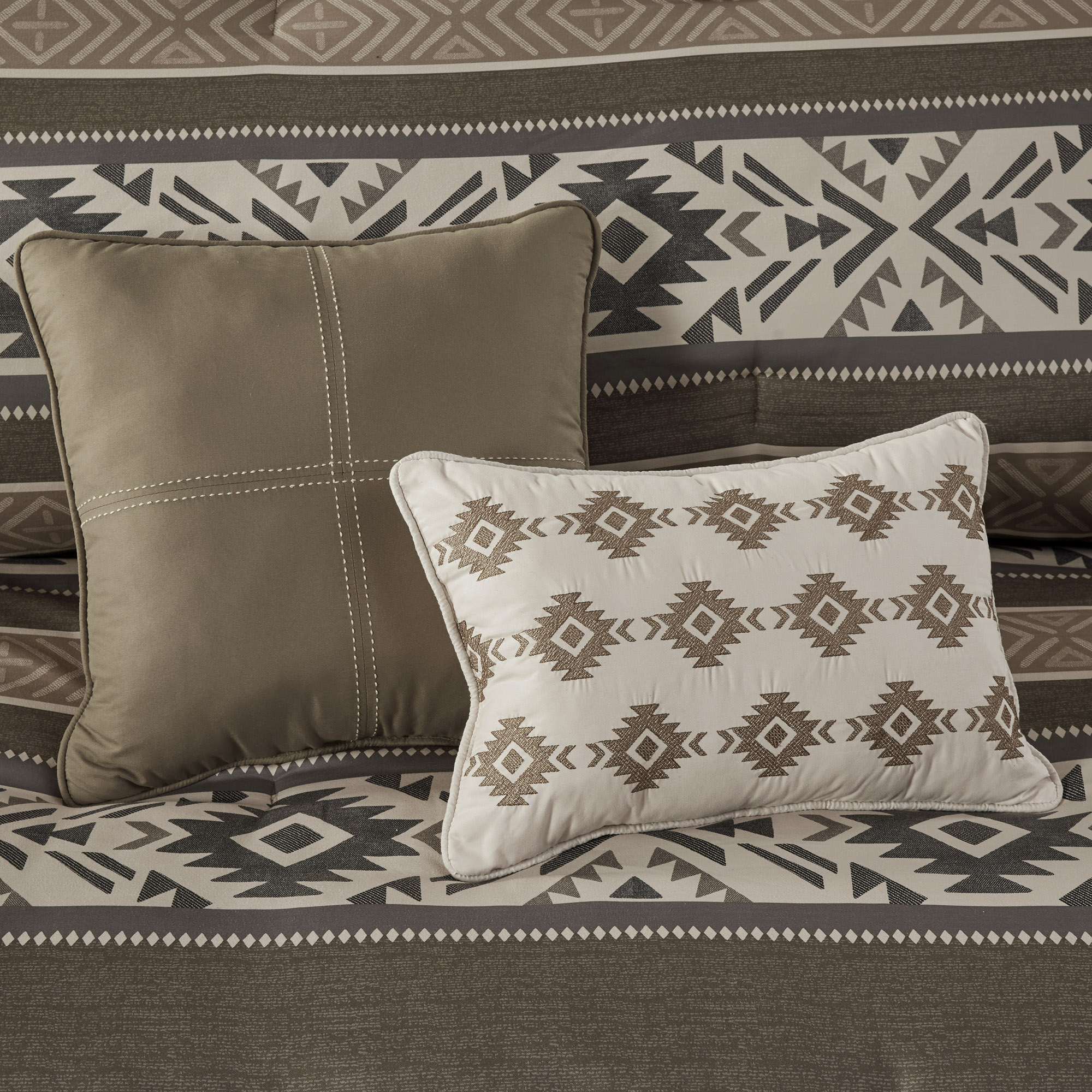 Mariposa 5 Piece Stripe Herringbone Comforter Set with Throw Pillows