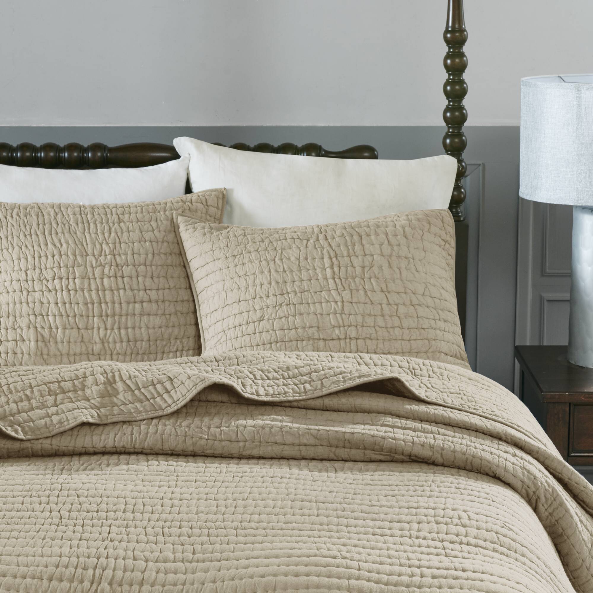 Serene 3 Piece Hand Quilted Cotton Quilt Set