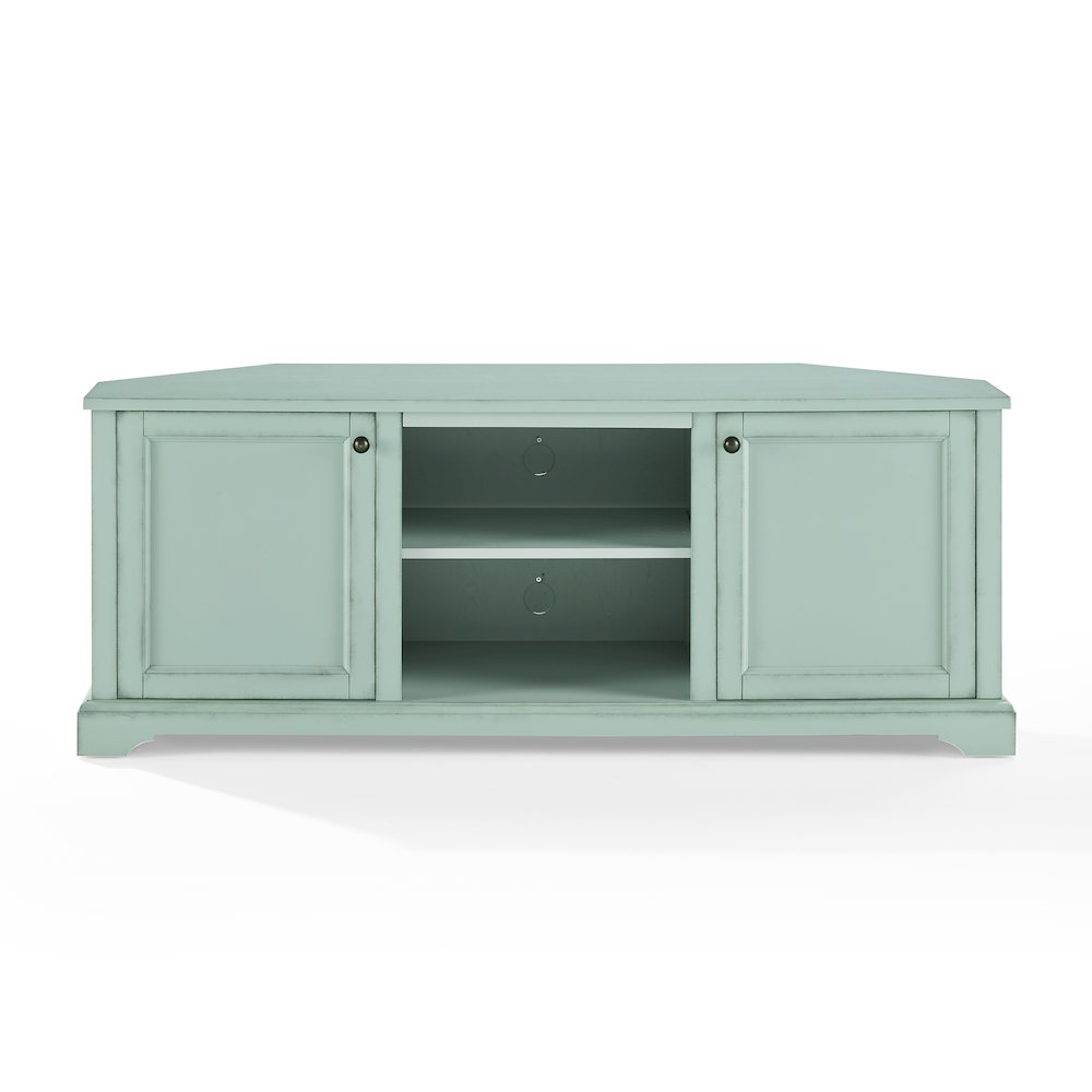 Holbrook Corner Tv Stand For 65″ Inch Tv Distressed Seafoam Blue