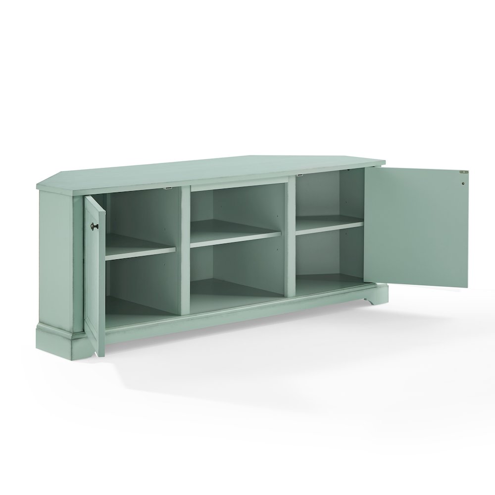Holbrook Corner Tv Stand For 65″ Inch Tv Distressed Seafoam Blue
