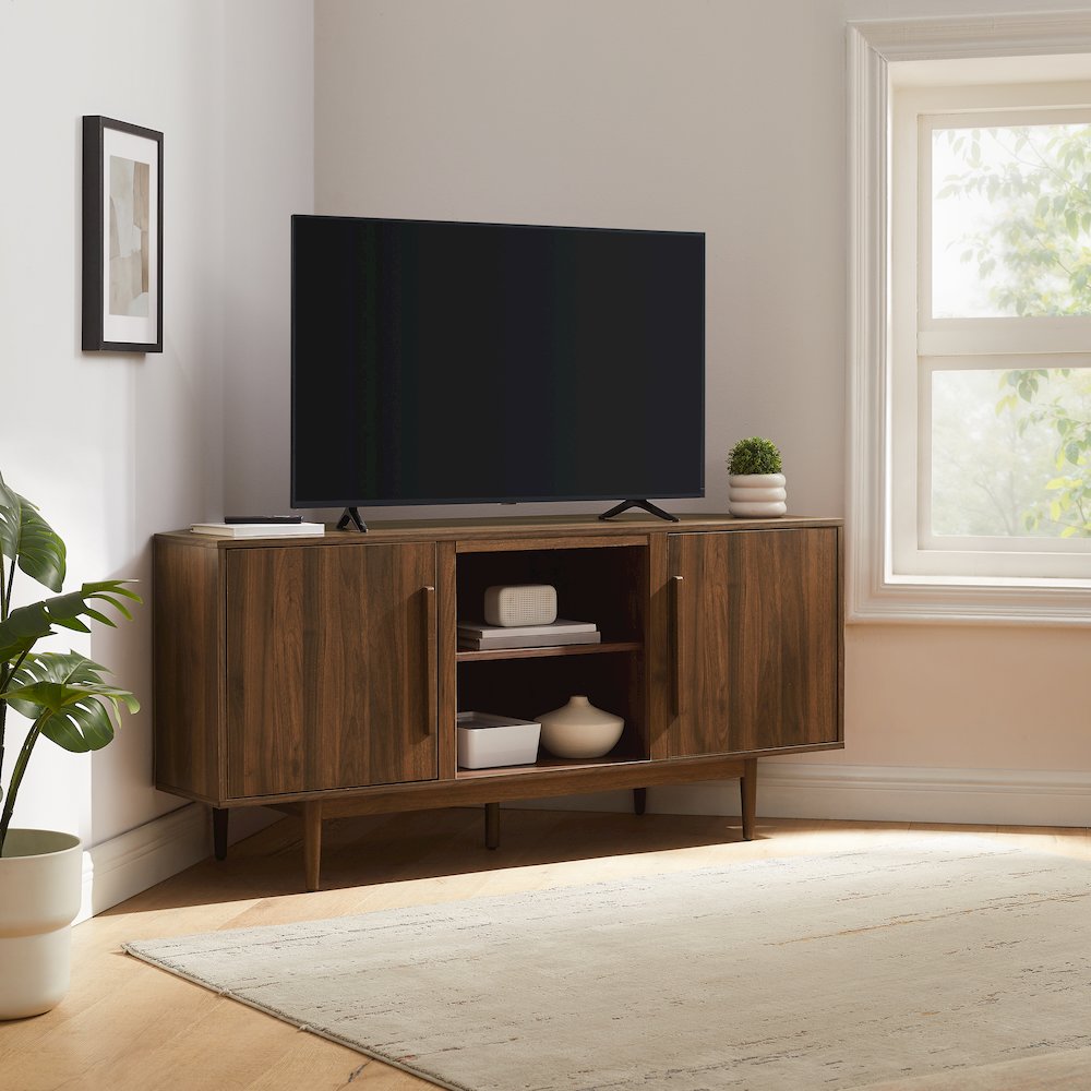 Liam Corner Tv Stand For 65″ Tv Walnut