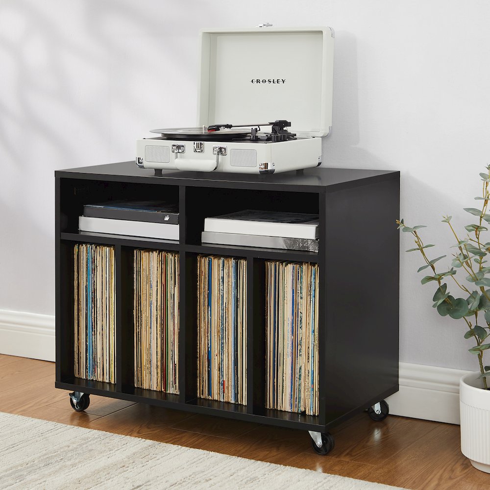 Carlo Rolling Record Player Stand With Vinyl Storage
