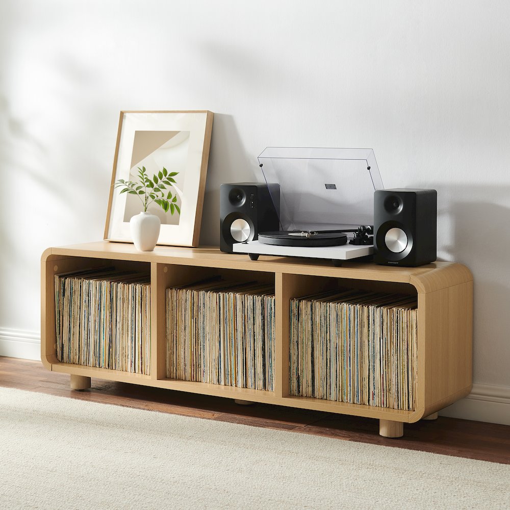 Zoe Large Record Player Stand With Vinyl Storage