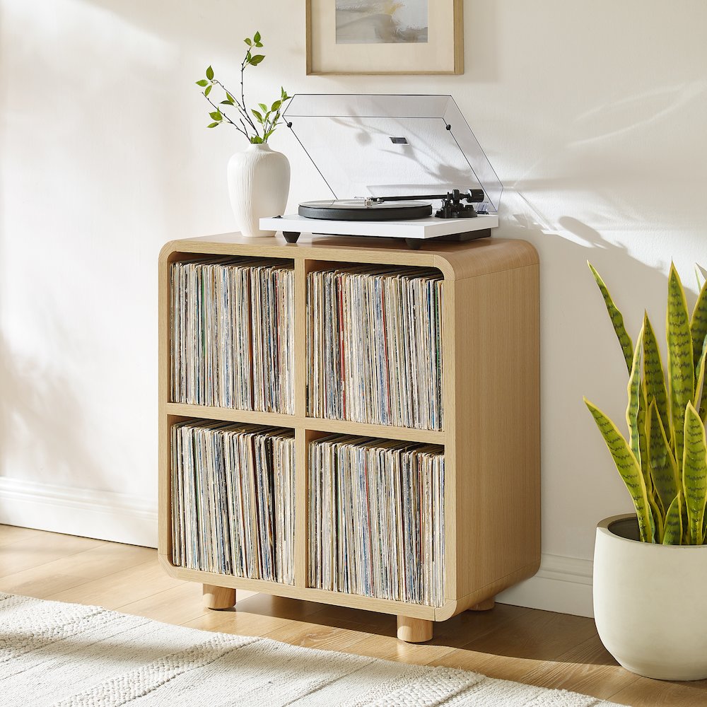 Zoe 4 Cube Record Player Stand With Vinyl Storage Ash
