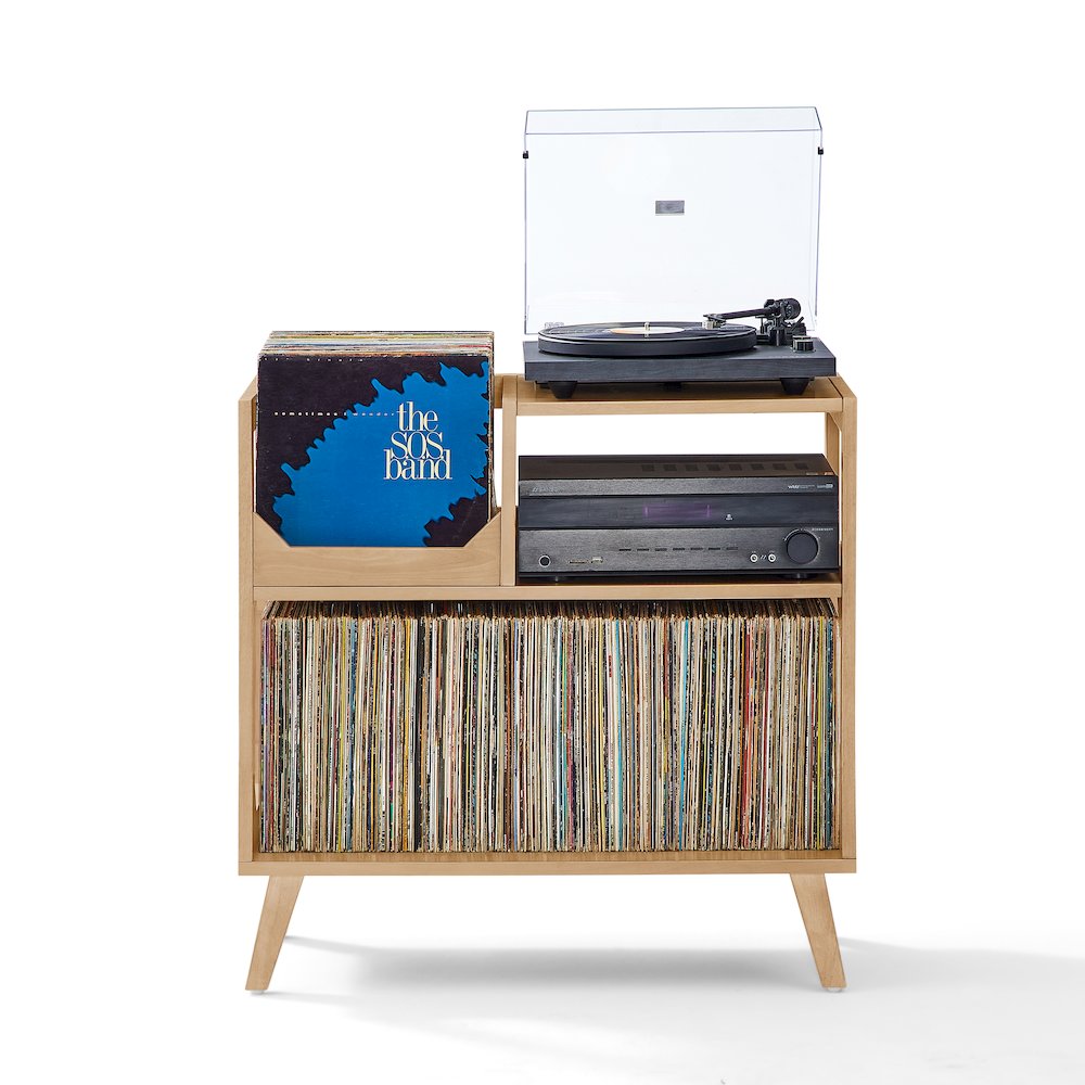 Asheville Medium Record Player Stand With Vinyl Storage Natural