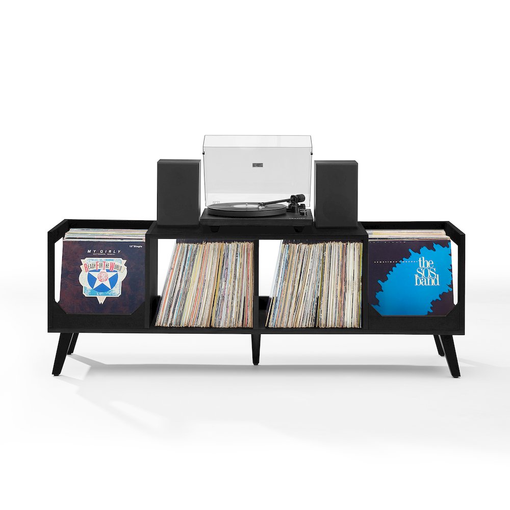Asheville Low Record Player Stand With Vinyl Storage