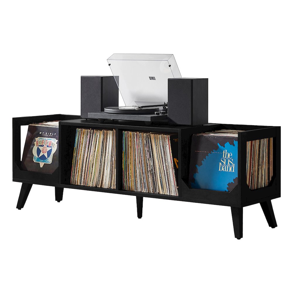 Asheville Low Record Player Stand With Vinyl Storage