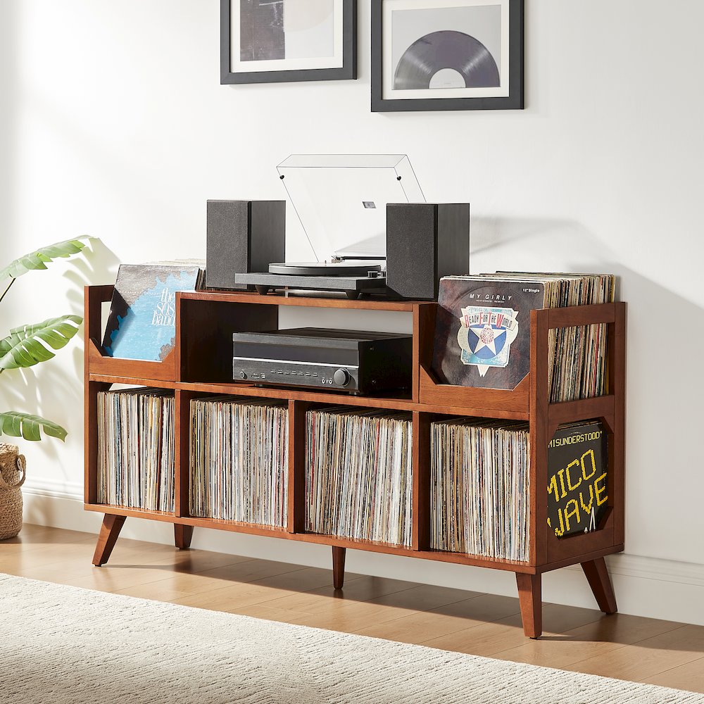 Asheville Xl Record Player Stand With Vinyl Storage Walnut