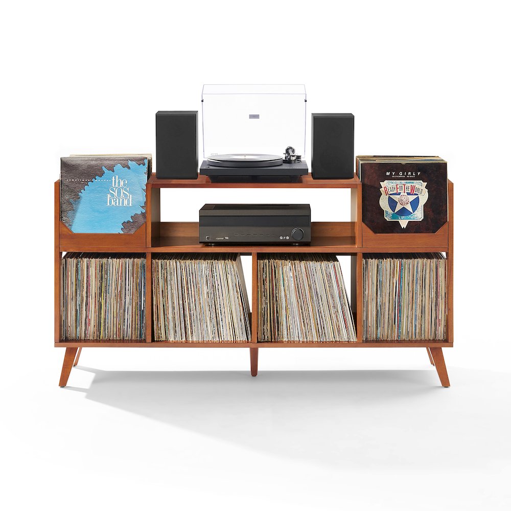 Asheville Xl Record Player Stand With Vinyl Storage Walnut