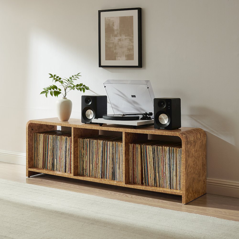 Ingrid Large Record Player Stand With Vinyl Storage Maple