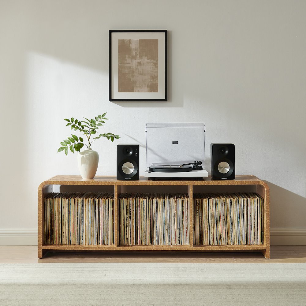 Ingrid Large Record Player Stand With Vinyl Storage Maple