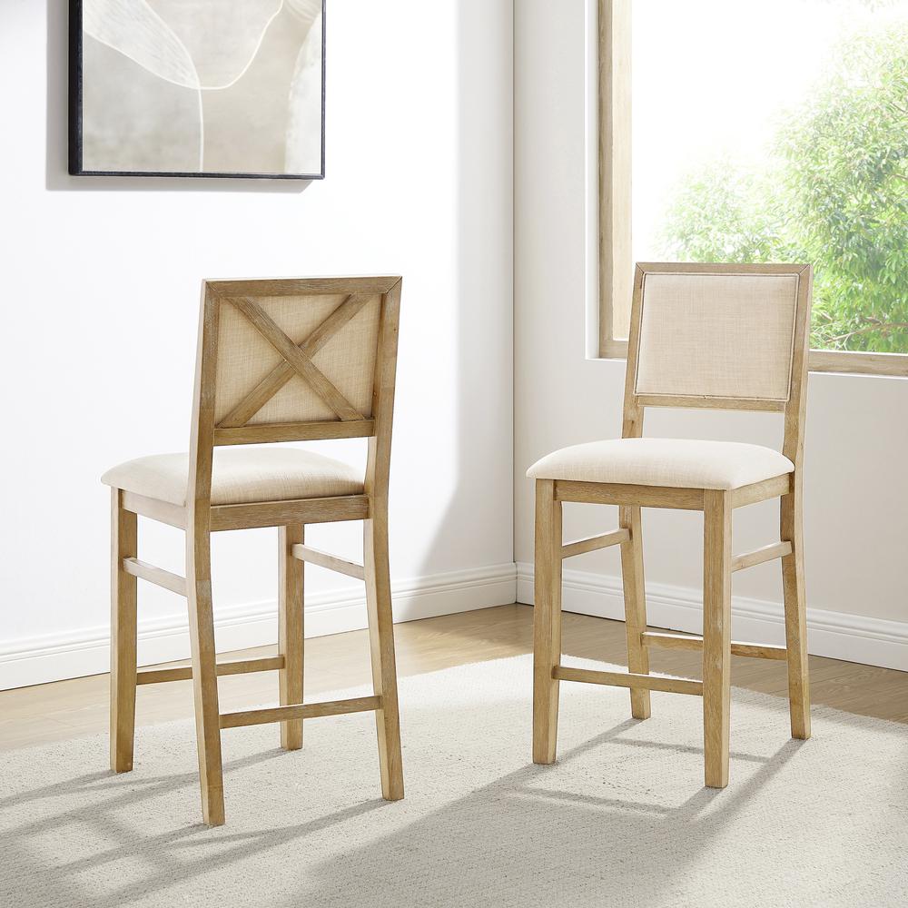 Joanna 2-Piece Upholstered Counter Height Bar Stool Set – 2 Stools