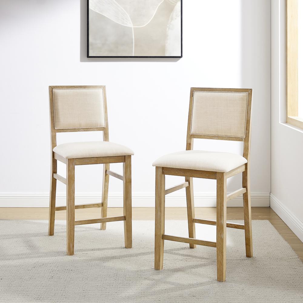 Joanna 2-Piece Upholstered Counter Height Bar Stool Set – 2 Stools