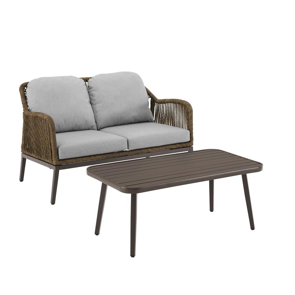 Haven 2Pc Wicker Outdoor Loveseat Patio Furniture Set – Loveseat & Coffee Table
