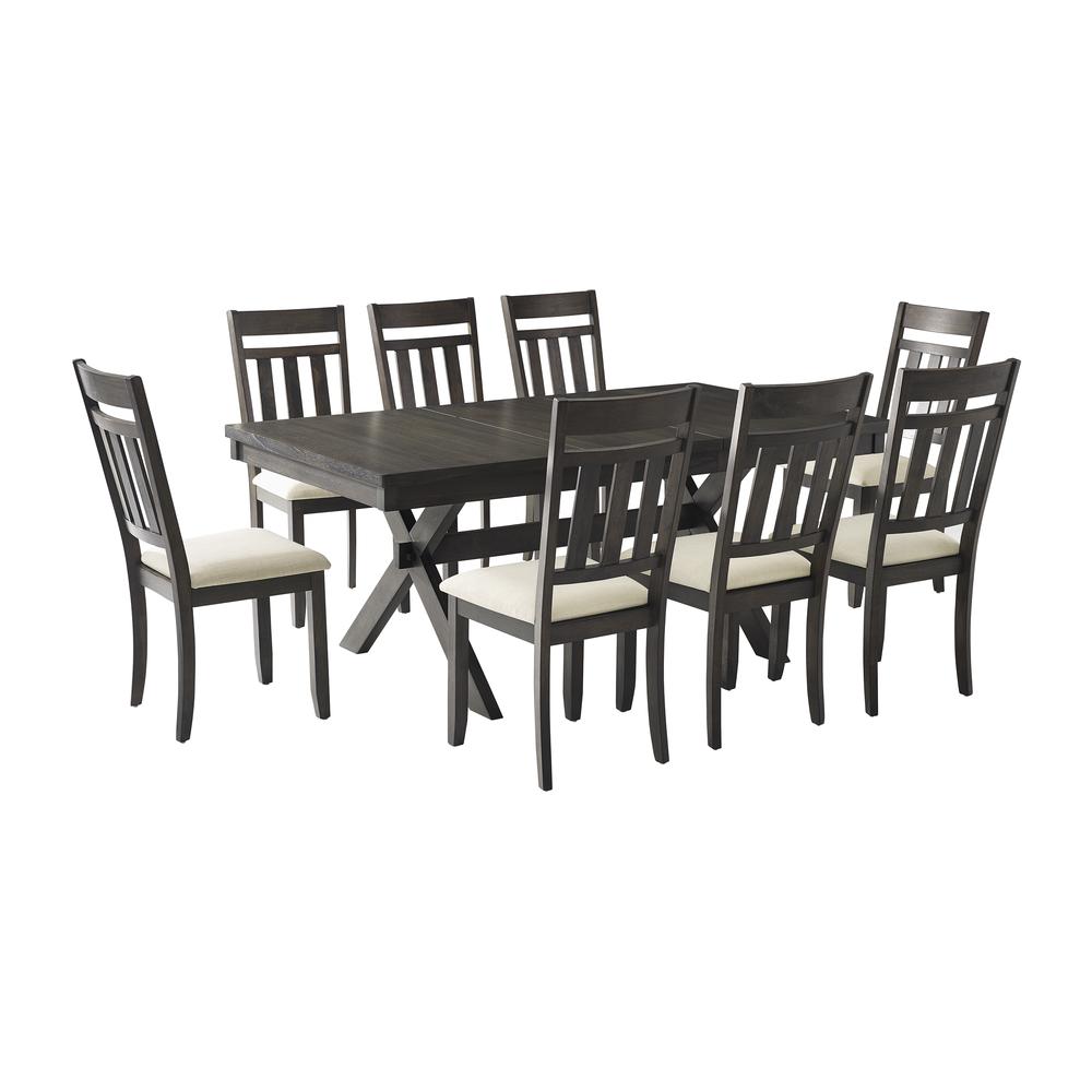 Hayden 9-Piece Dining Table Set For 8 – Table & 8 Slat Back Chairs