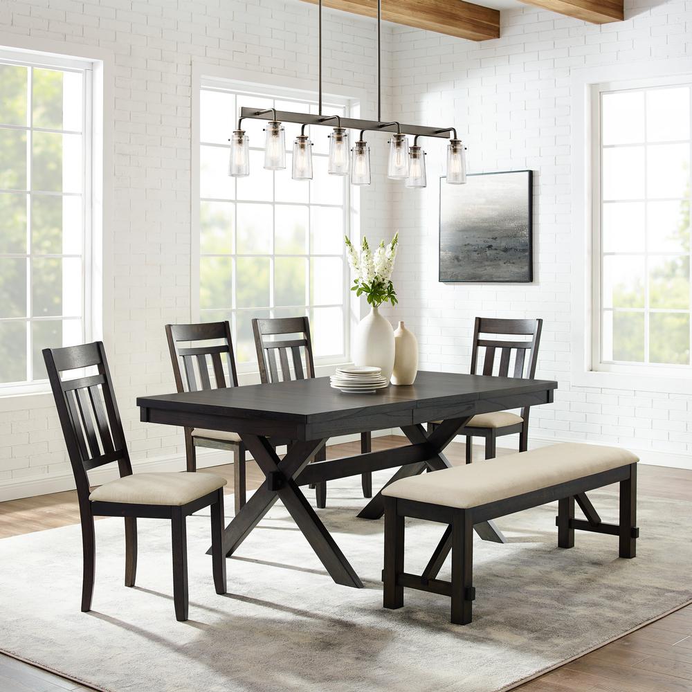 Bench & 4 Slat Back Chairs