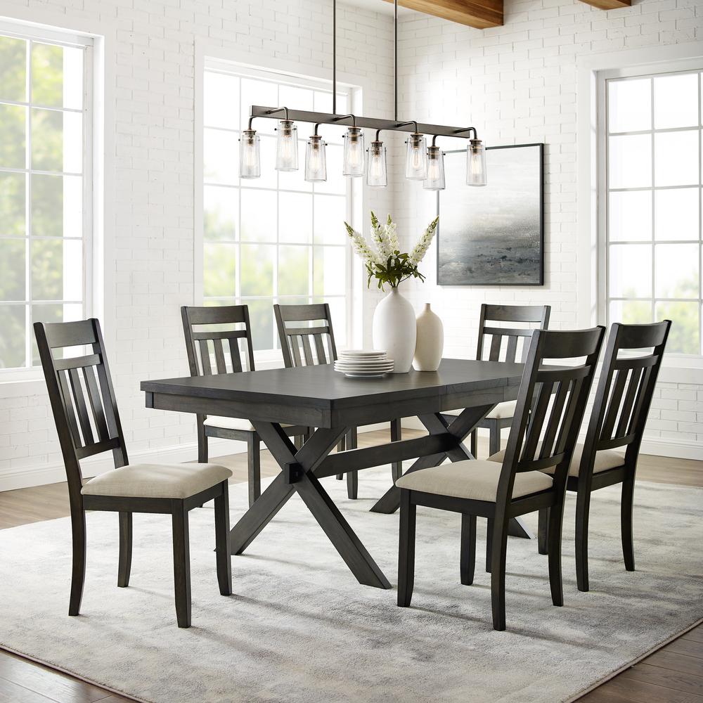 Hayden 7-Piece Dining Table Set For 6 – Table & 6 Slat Back Chairs