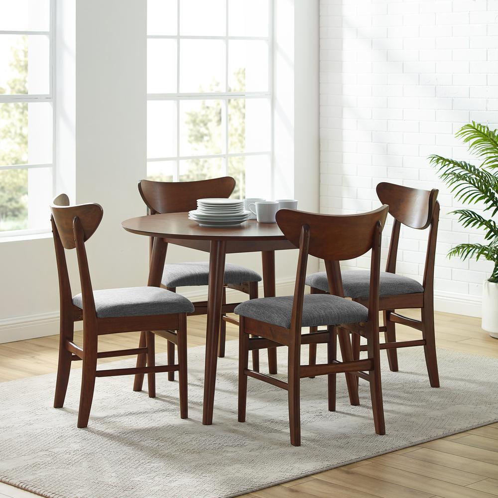 Landon 5-Piece Round Dining Table Set For 4 – Table & 4 Wood Back Chairs